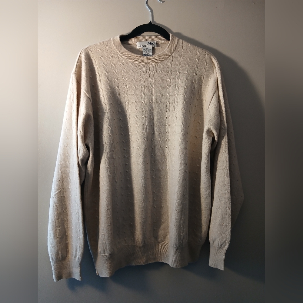 I Levrieri Men's  Cashmere 50/50 Silk Cable Knit Gray Sweater Italy Size XL